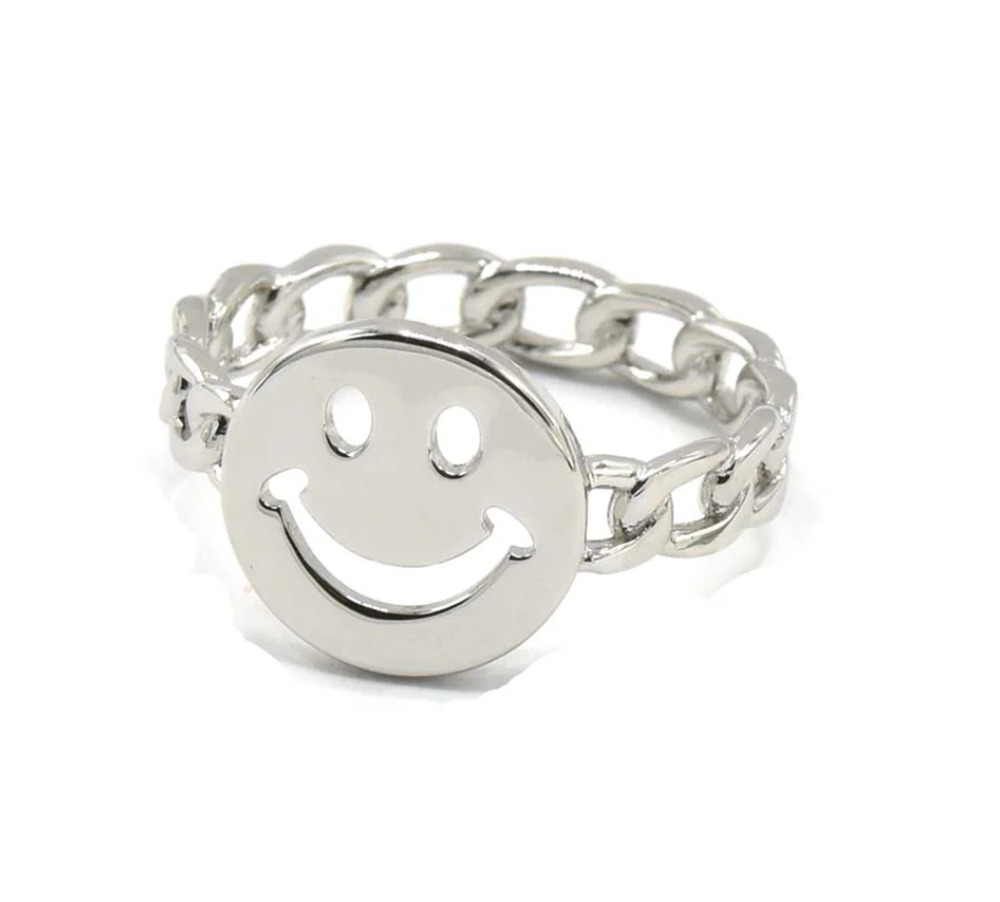 happy Face  Ring Positive Minimalist Jewelry Smile Ring for Women 9